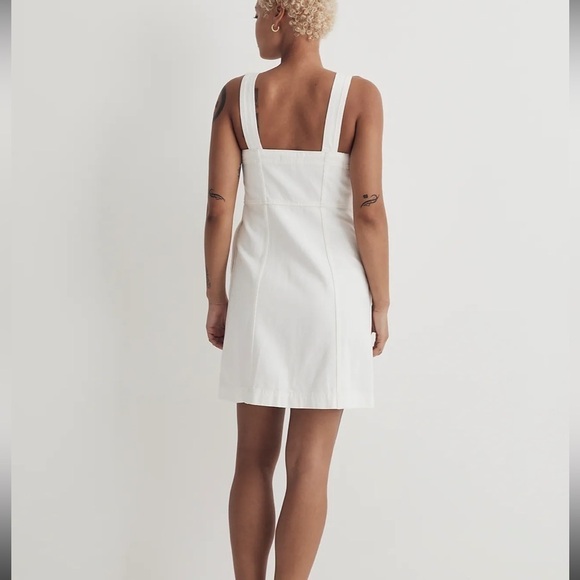 Madewell Denim Square-Neck Sleeveless Mini Dress in Tile White NL444 0 - Picture 2 of 4